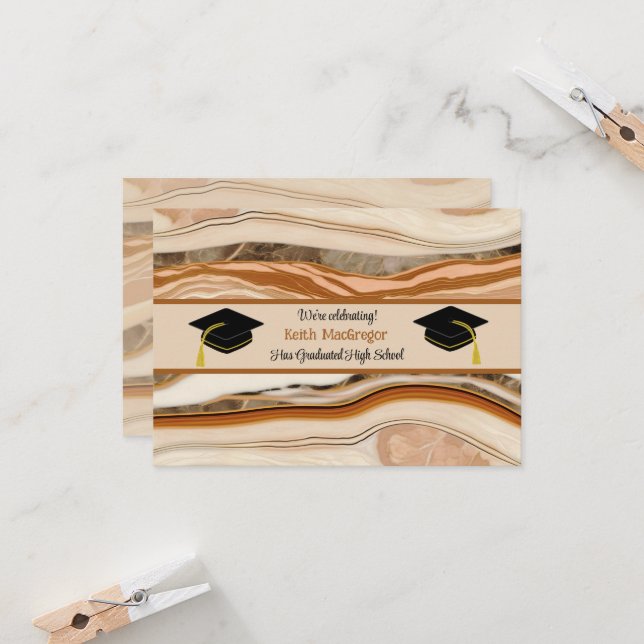 Invitación Celebración de graduación del hijo en mármol marró (Anverso/Reverso In Situ)