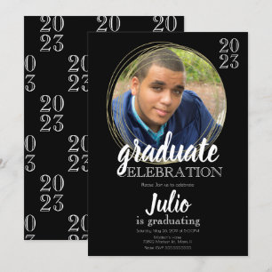 Invitación Celebración de Graduación Moderna Negro Dorado