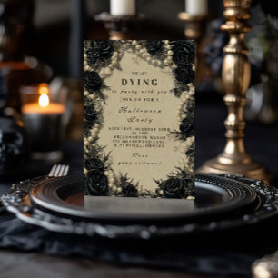 Invitación Celebración de Halloween con Rosa negro inquietant