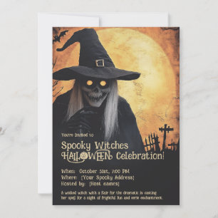 Invitación Celebración de Halloween de Brujas Espeluznantes