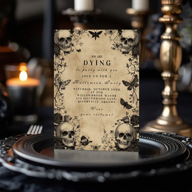 Invitación Celebración de Halloween de la polilla gótica vint (Subido por el creador)