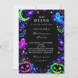 Invitación Celebración de Halloween de neón lujoso