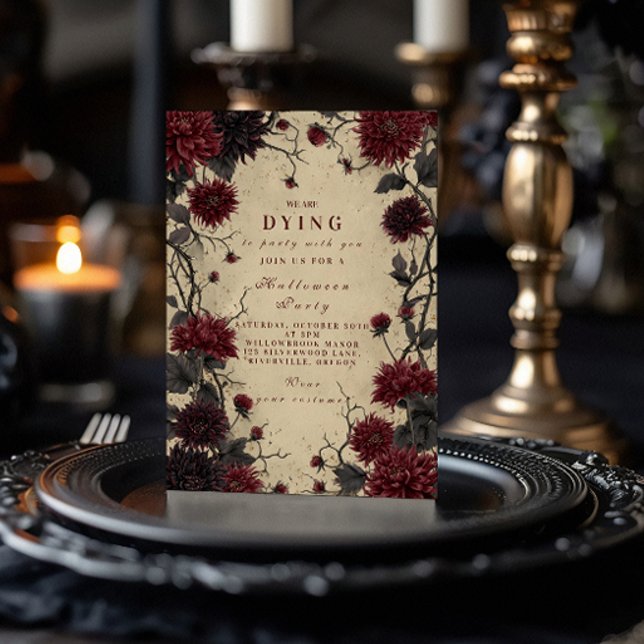 Invitación Celebración de Halloween en Dahlia, Crimson gótico (Subido por el creador)