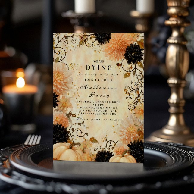 Invitación Celebración de Halloween en Dahlia negra gótica (Subido por el creador)