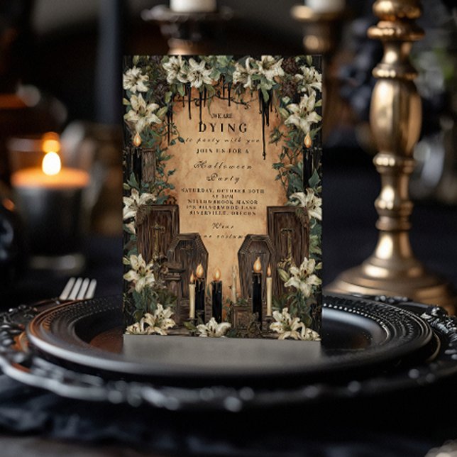 Invitación Celebración de Halloween en Macabre Coffin con vel (Subido por el creador)