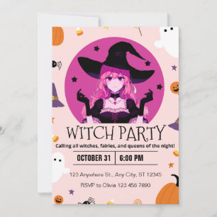 Invitación Celebración de Halloween, Fiesta de Brujas