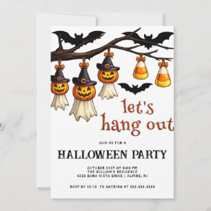 Invitación Celebración de Halloween Trendy Let's Hang Out