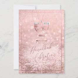 Invitación Celebración de Hanukkah de PixDezines, nieve de or