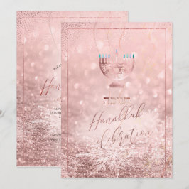 Invitación Celebración de Hanukkah de PixDezines, nieve de or