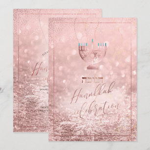 Invitación Celebración de Hanukkah de PixDezines, nieve de or