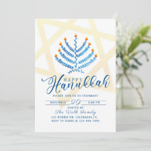 Invitación Celebración de Hanukkah, Fiesta de Hanukkah,