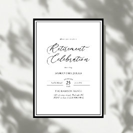 Invitación Celebración de Jubilación con Letra Moderna y Eleg