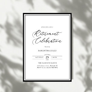 Invitación Celebración de Jubilación con Letra Moderna y Eleg