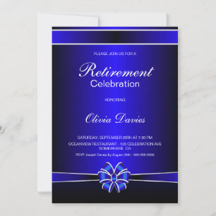 Invitación Celebración de Jubilación Negra y Azul
