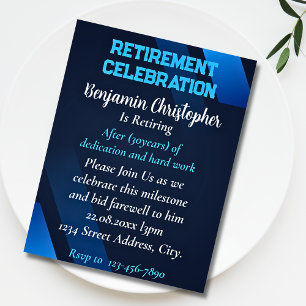 Invitación Celebración de Jubilación Simple Azul Marino