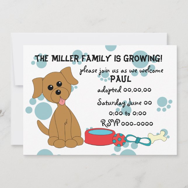 Invitación ¡Celebración de la adopción de cachorros! (Anverso)