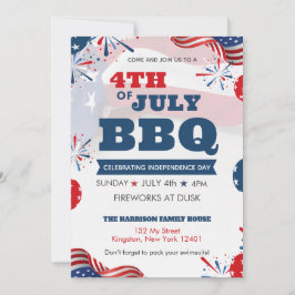 Invitación Celebración de la barbacoa Fiesta del 4 de julio d
