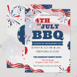 Invitación Celebración de la barbacoa Fiesta del 4 de julio d