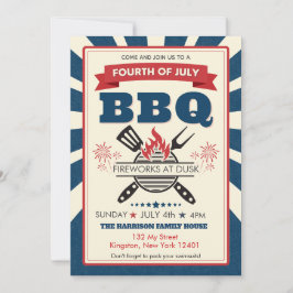 Invitación Celebración de la barbacoa Fiesta del 4 de julio d