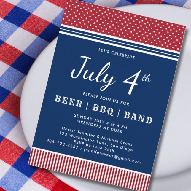 Invitación Celebración de la barbacoa Fiesta del 4 de julio d (Subido por el creador)