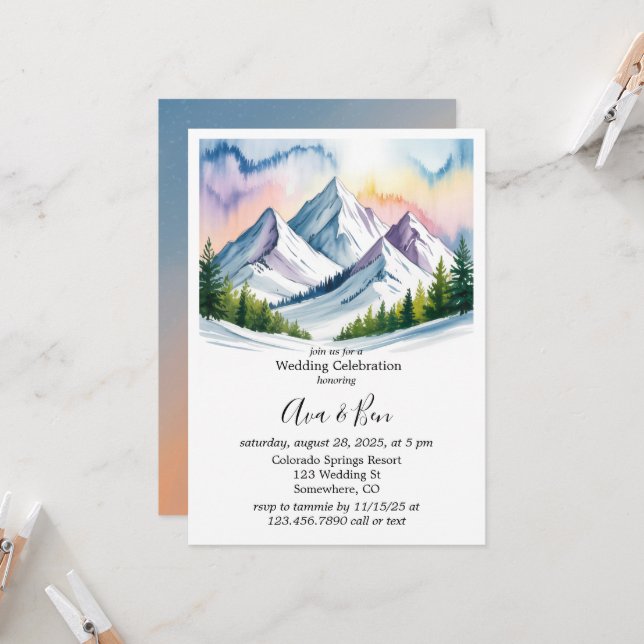 Invitación Celebración de la Boda de Invierno de las Montañas (Anverso/Reverso In Situ)