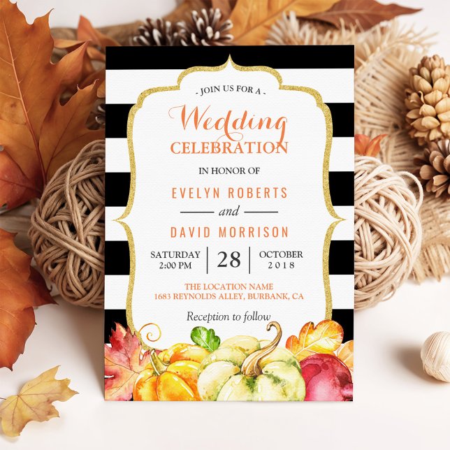 Invitación Celebración de la boda de otoño | Hojas de calabaz (Subido por el creador)