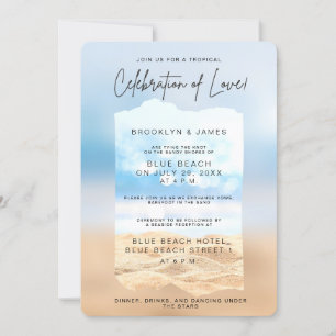 Invitación Celebración De La Boda De Playa De Amor