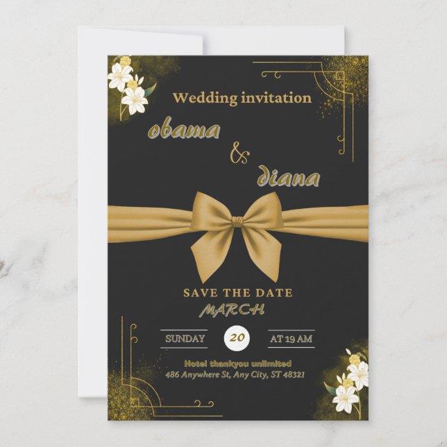 Invitación Celebración de la boda elegante y moderna de oro y (Anverso)