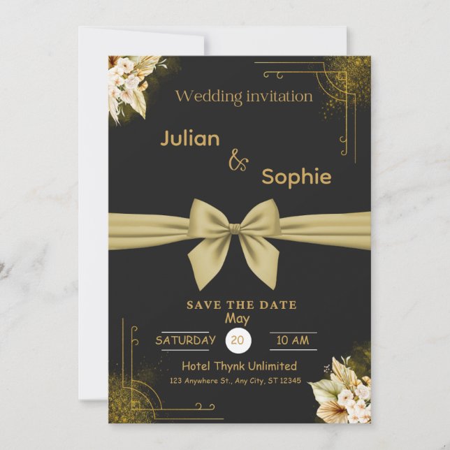 Invitación Celebración de la boda elegante y moderna de oro y (Anverso)