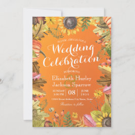 Invitación Celebración de la boda otoño Calabaza de hojas de 