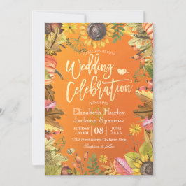 Invitación Celebración de la boda otoño Calabaza de hojas de 