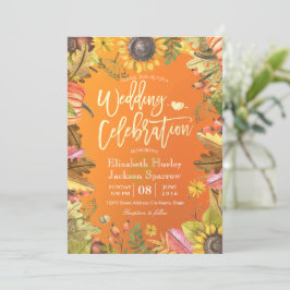 Invitación Celebración de la boda otoño Calabaza de hojas de