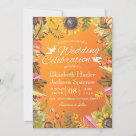 Invitación Celebración de la boda otoño Calabaza de hojas de 