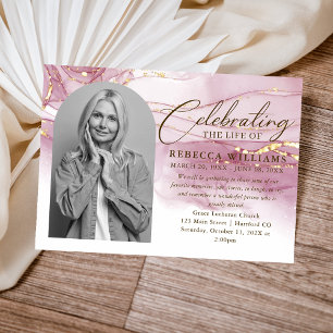 Invitación Celebración de la caligrafía de oro Rosa del funer