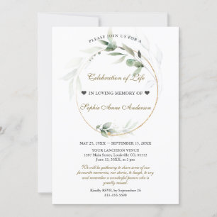 Invitación Celebración de la celebración del funeral de la vi