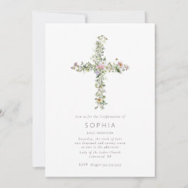 Invitación Celebración de la confirmación de la cruz de flor 