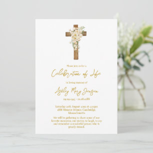 Invitación Celebración de la Cruz de la rosa blanca Funeral d