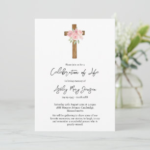 Invitación Celebración de la Cruz de Rosa Funeral de la Vida