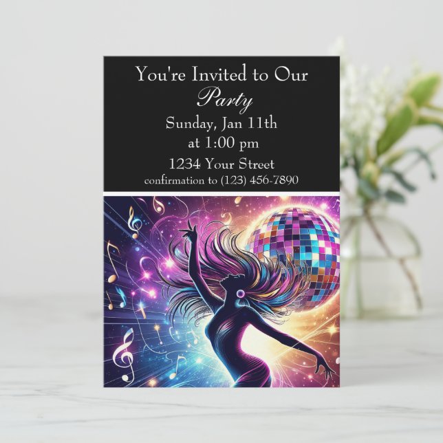 Invitación Celebración de la danza: Resplandor rítmico (Anverso de pie)