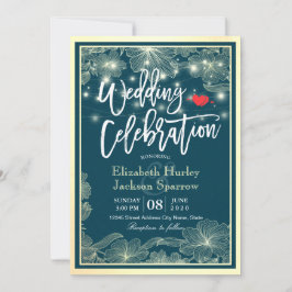 Invitación Celebración de la ducha de bodas luces florales de