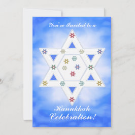 Invitación Celebración de la Estrella Hanukkah y los copos de