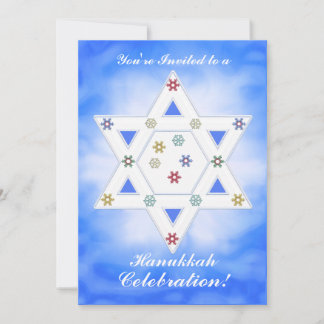 Invitación Celebración de la Estrella Hanukkah y los copos de