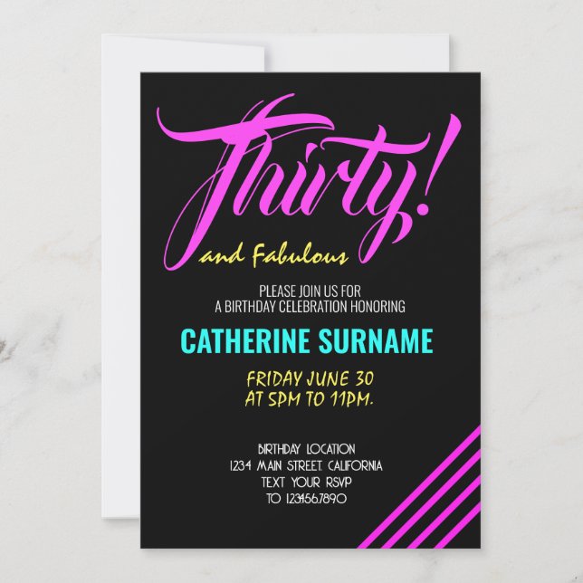 Invitación Celebración de la fabulosa fiesta de cumpleaños nú (Anverso)