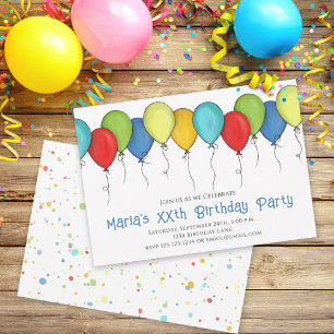 Invitación Celebración de la fiesta de cumpleaños lindo globo
