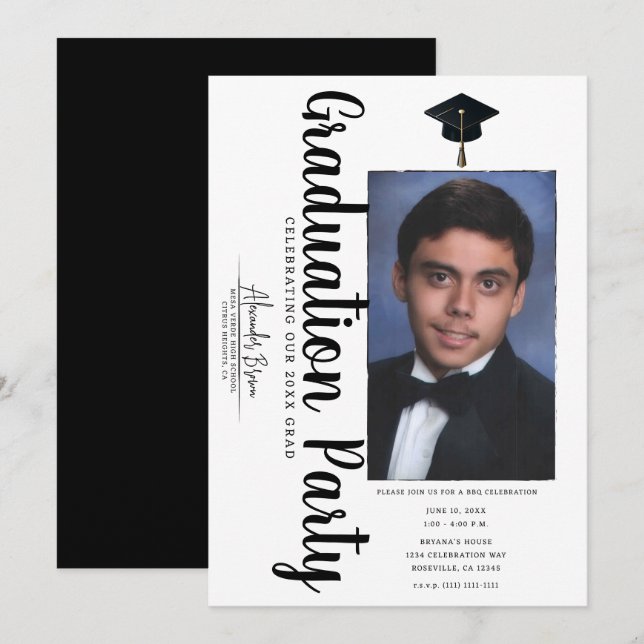 Invitación Celebración de la fiesta de graduación de fotos de (Anverso / Reverso)