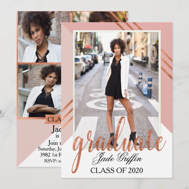 Invitación Celebración de la fiesta de graduación de Relieve  (Anverso / Reverso)