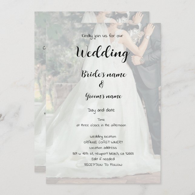 Invitación Celebración de la fiesta de novias (Anverso / Reverso)