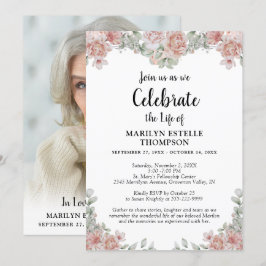 Invitación Celebración de la foto de Keepsake de la flor rosa