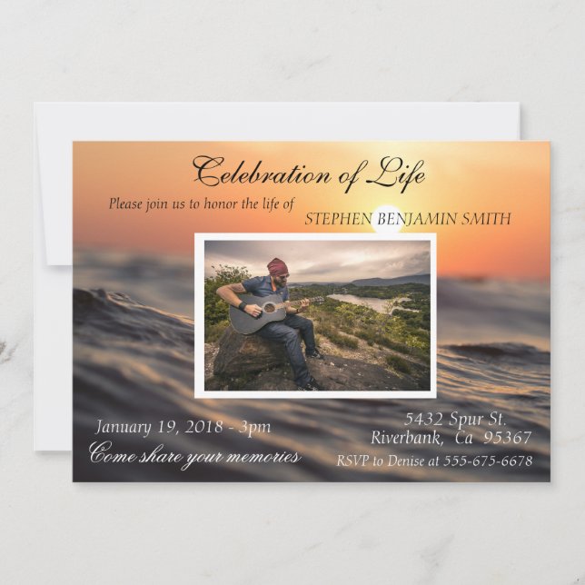 Invitación Celebración de la foto de Life Ocean Lake Sunset (Anverso)
