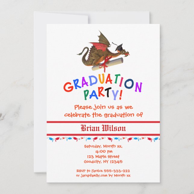 Invitación Celebración de la graduación de Dragon (Anverso)